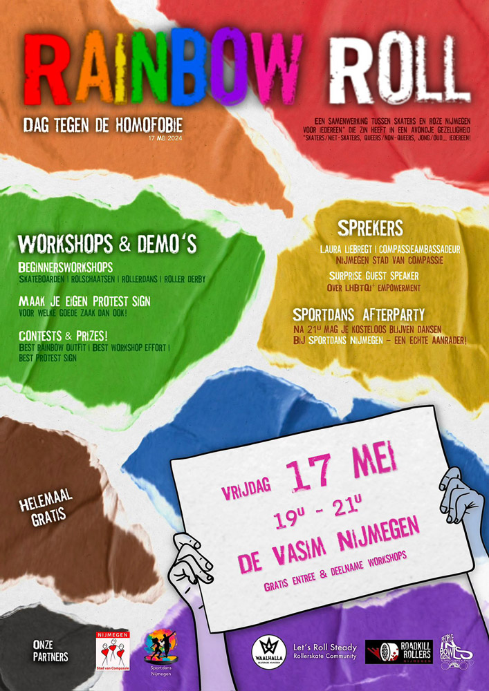 Poster Rainbow Roll 17 mei 2024 Dag tegen Homofobie